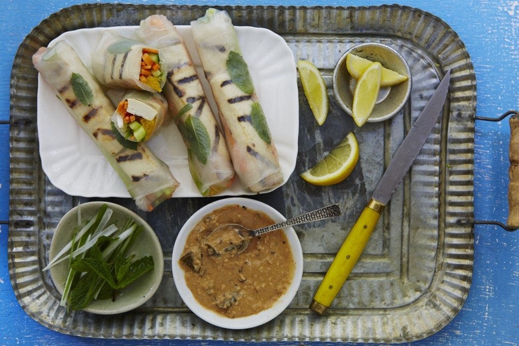 Grilled Tofu and Tangerine Summer rolls with Spicy Peanut Sauce…forweb