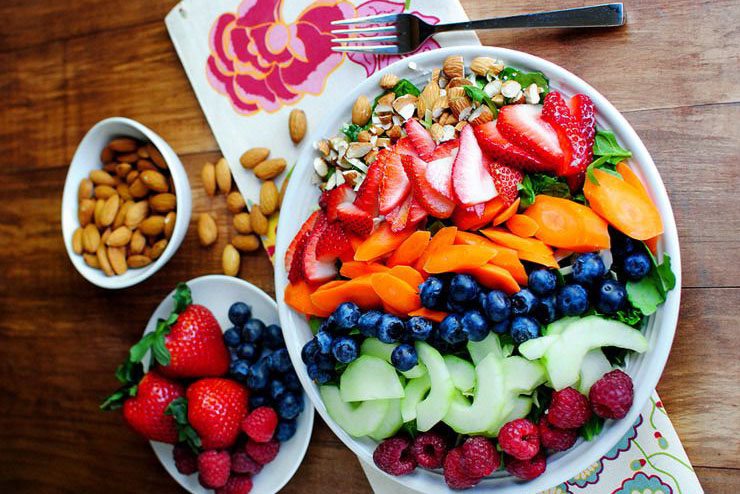 plates of fruits and nuts