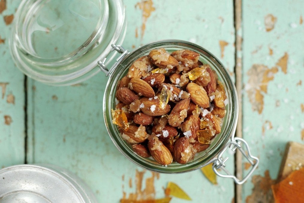 salted almonds in jar