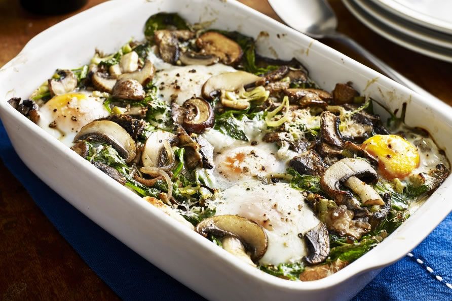 Mushroom, Spinach and Egg Breakfast Bake