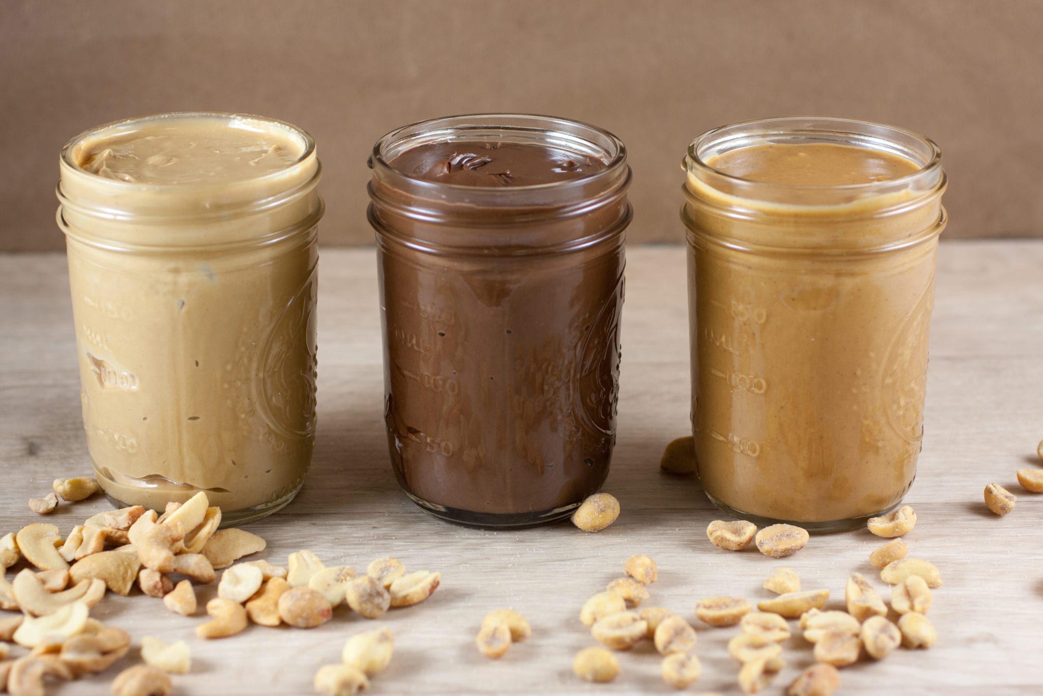 three jars of nut butter