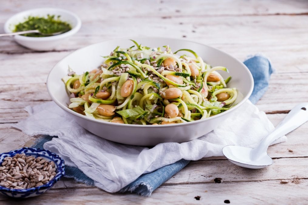 Butterbean & Courgetti salad vegetarian recipe Angelique Panagos