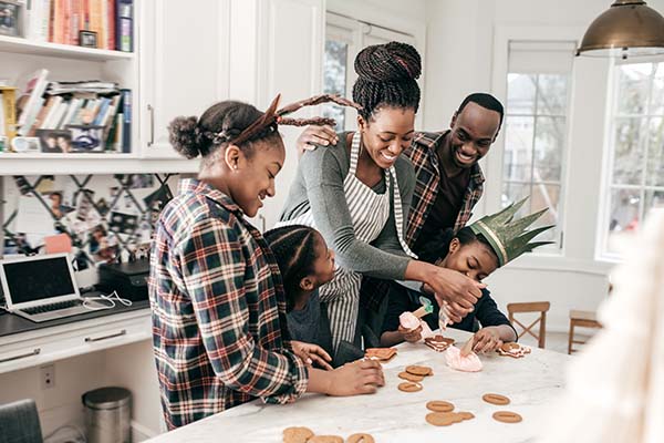 Family baking together for Christmas